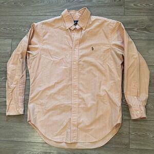 Ralph Lauren Classic Fit Peach Striped Button Down Shirt Flesh Pony Men's Preppy
